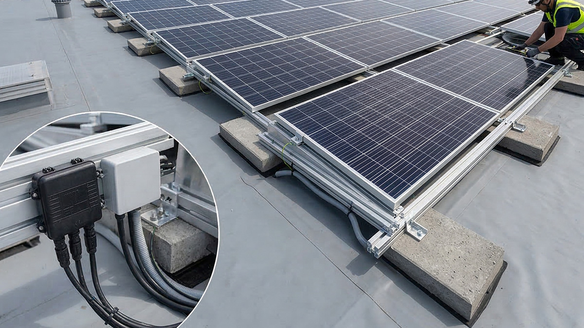 collegamenti elettrici per Fotovoltaico su tetti piani